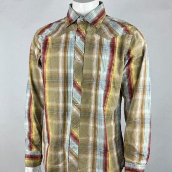 Fossil 54‎ Wester Plaid Shirt Mens XL NWT Long Sleeve Button-Up Cotton Collared - Picture 3 of 14